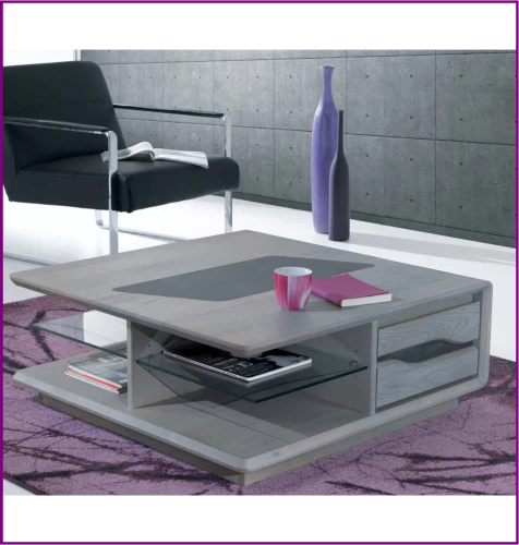 Table basse carrée 2 tiroirs L.1.45mXH.0.61mXP.0.35m